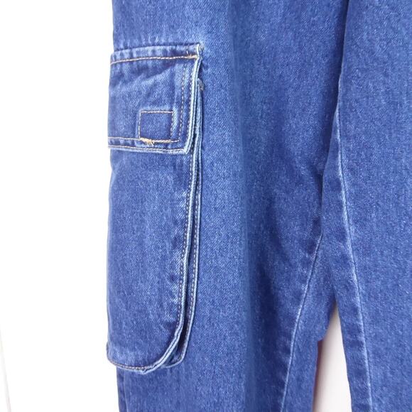 Forever 21 Denim Jogger Pants Womens SZ S Cargo Pockets High Rise Elastic Waist - Picture 3 of 16